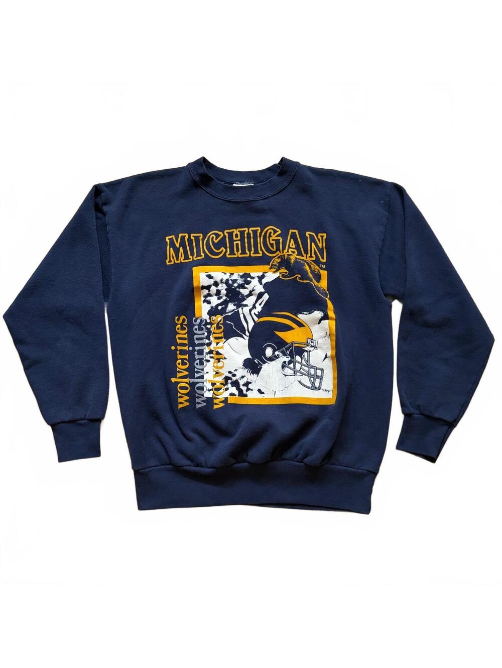 Vintage University Michigan Wolverines Crewneck Sweatshirt Signal Sports Kid XL